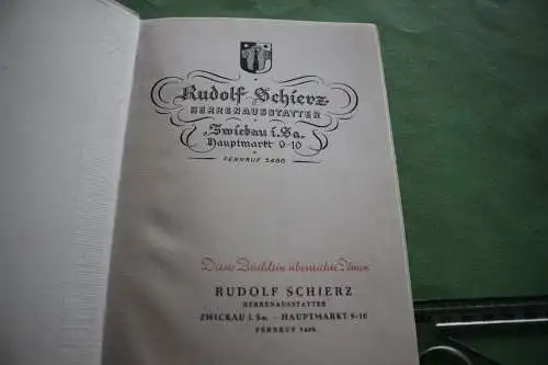 tolles altes Büchlein des Herrenausstatter Rudolf Schierz - Zwickau - 1937