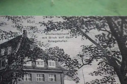 tolle alte Karte - Kiel Studentenheim mit Blick auf den Kriegshafen 1910