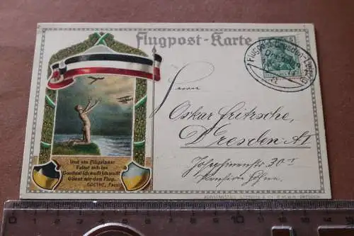 tolle alte Flugpost-Karte  Dresden - Leipzig 1914 