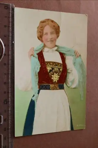 Tolle alte Karte - Frau in Tracht - coloriert  - Posen  1905