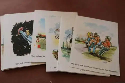 24 alte Postkarten Karikaturen Luftfahrt - aus dem lustigen Fliegerkalender 