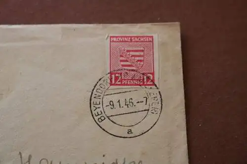 alter Brief mit SBZ Marke  Sachsen 12 Pfenning gechnitten - 1946