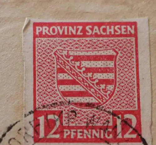 alter Brief mit SBZ Marke  Sachsen 12 Pfenning gechnitten - 1946