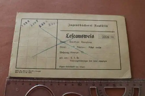 Alter Leseausweis - Jugendbücherei Neukölln 1936-1939