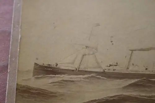 tolles altes Kabinettfoto Kauffoto ? Segel-Dampfschiff Aachen - 1896 