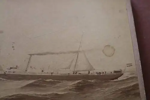 tolles altes Kabinettfoto Kauffoto ? Segel-Dampfschiff Aachen - 1896 