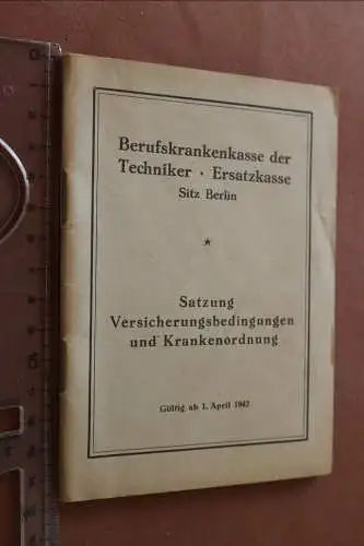 Tolle alte Satzung der Berufkrankenkasse der Techniker Ersatzkasse Berlin 1942