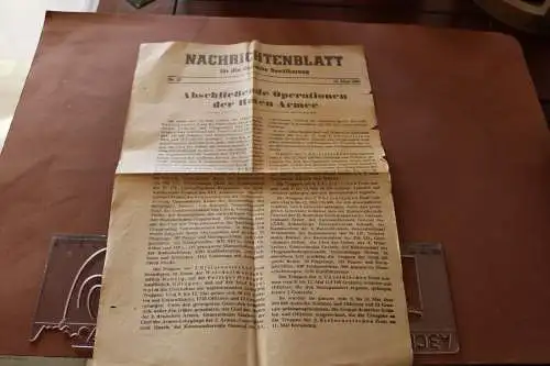 Altes Nachrichtenblatt für die deutsche Bevölkerung 13. Mai 1945 von Russland