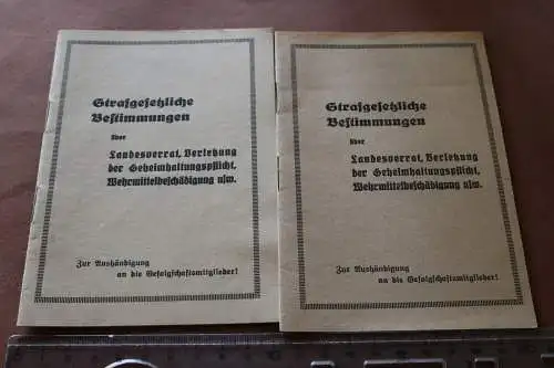 Zwei alte Heftchen - Strafgesetzliche Bestimmungen über Landesverrat 1934