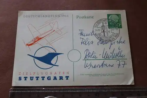 tolle alte Karte - Ganzsache - Deutschlandflug 1956 - Zielflughafen Stuttgart 