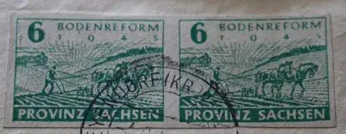 alter Brief mit SBZ Marke Provinz Sachsen 1946 Bodenreform geschnitten