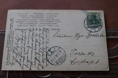 tolle alte Karte - Uranotypie - Mädchen mit Harfe 1906