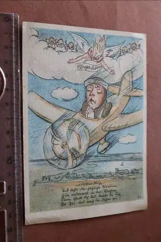 Tolle alte Feldpostkarte - Fliegerlatein - Karikatur - 1943