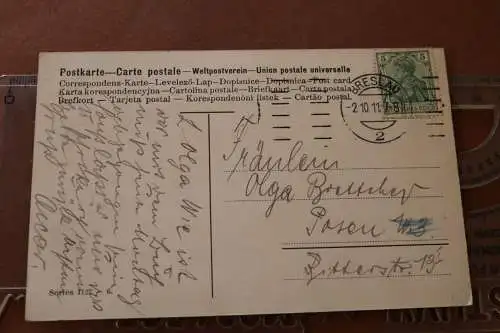 tolle alte Karte- drei kleine Dackel Teckel bim Spiel 1911