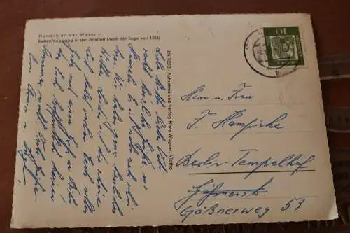 tolle alte Karte - Rattenfänger von Hameln  50er Jahre 