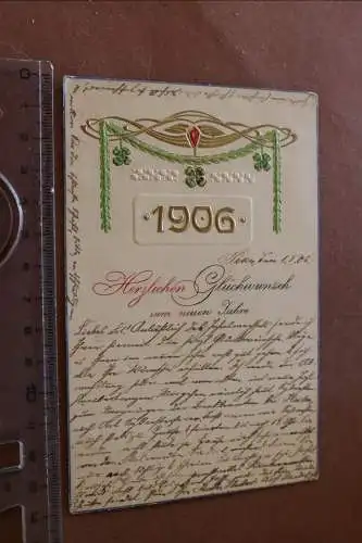 tolle alte Prägekarte -  Neujahr - 1906 