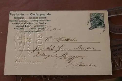 tolle alte Prägekarte -  Neujahr - 1906 