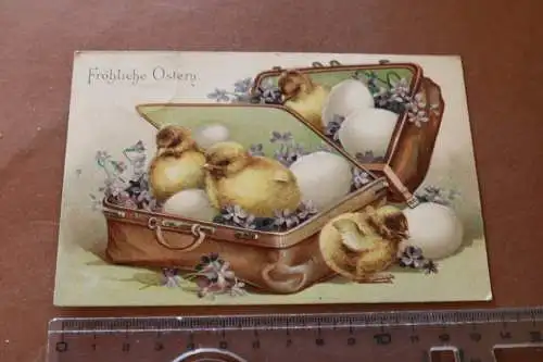 Tolle alte Prägekarte - Fröhliche Ostern - 1906