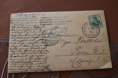 tolle alte Karte Frauenportrait und aufgehende Sonne - Stempel Neutomischel 1906