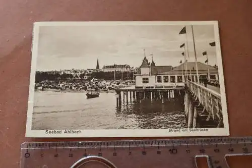 Tolle alte Karte Seebad Ahlbeck Strand mit Seebrücke 1930