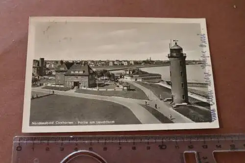 Tolle alte Karte Nordseebad Cuxhaven - Partie am Leuchtturm 1953