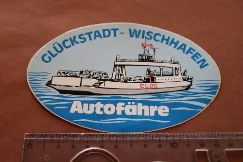 toller älterer Aufkleber - Autofähre Glückstadt-Wischhafen 