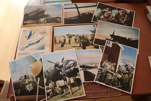 tolle alte Postkartenserie Junkers Stukas und Luftransporter neun Karten + Hülle