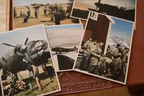 tolle alte Postkartenserie Junkers Stukas und Luftransporter neun Karten + Hülle