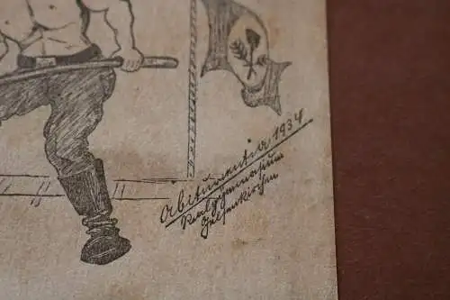 tolle alte Künstlerkarte - Abiturientia 1934 Realgymnasium Gelsenkirchen