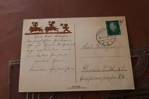 tolle alte Karte  Silhouettenkarte - Glück  1929