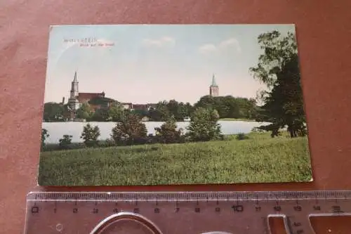 tolle alte Karte - Wollstein - Blick auf die Stadt - Posen - Bahnpost 1900-1910