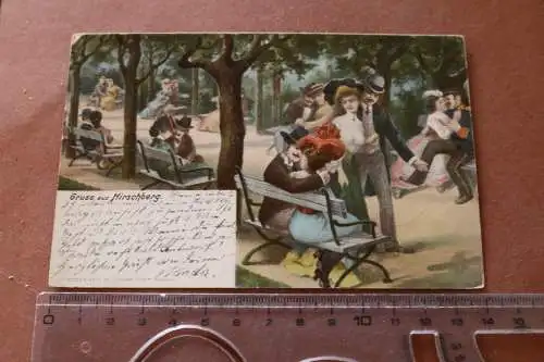 tolle alte Karte - Gruss aus Hirschberg  Schlesien ???  1906 - Bahnpost 