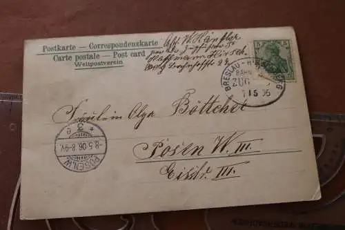tolle alte Karte - Gruss aus Hirschberg  Schlesien ???  1906 - Bahnpost 