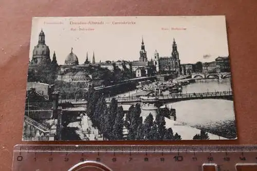 tolle alte Karte Dresden Altstadt -  Carolabrücke - 1919