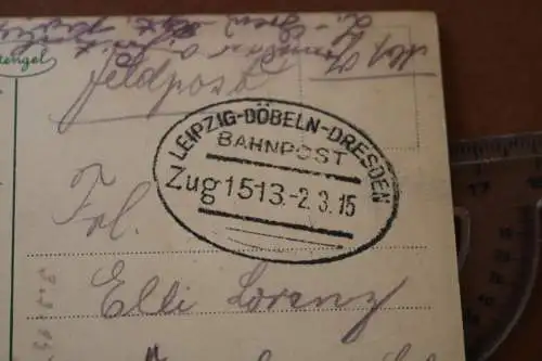 tolle alte Karte - Dresden Akademie mit Blick auf die Frauenkirche Bahnpost 1915