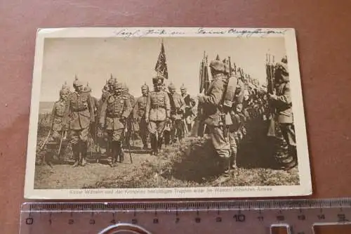 Tolle alte Karte  Truppenbesuch vom Kaiser und Kronprinz im Westen 1916