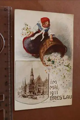 tolle alte Karte  Blumentag in Breslau - Mai 1911