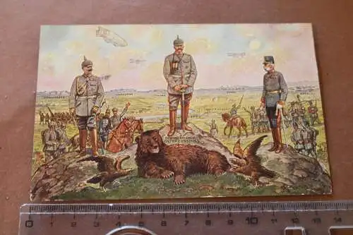 Tolle alte Karte  Kaiser Wilhelm Befreier Ostpreussen - Adler bewachen Bär 1915