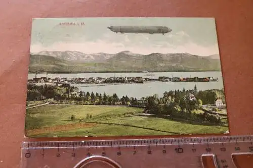 tolle alte Karte  Zeppelin über Lindau Bodensee - 1909