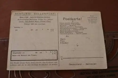 tolle alte Ballonpostkarte - Ballon Niederschlesien - Stadtansicht - Ort ?