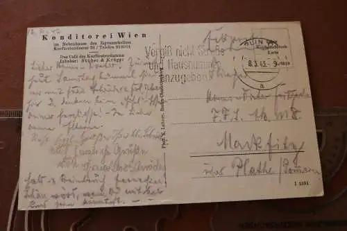 tolle alte Karte Innenansicht Café Konditorei Wien - Berlin Kurfürstendamm 1943