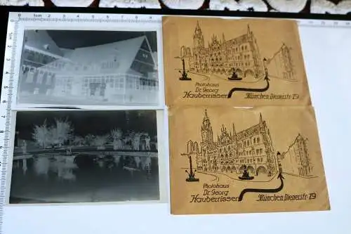 Zwei tolle alte Negative - Fachwerkhaus Kreissparkasse 1955 u. Modellboote auf T