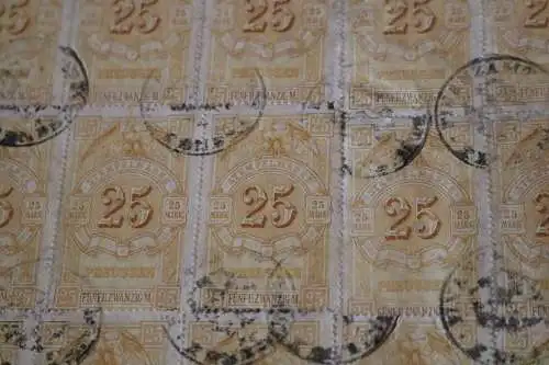 zwei tolle alte Versteigerungs-Aufträge 1923 - viele 25 Mark Stempelmarken 