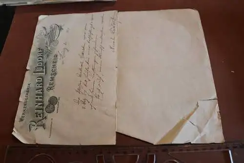 toller alter Briefkopf - Werkzeugfabrik Reinhard Lüdorf - Remscheind 1908 signi 