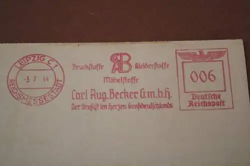 tolle alte Postkarte - Carl Aug. Becker Stoffe - Leipzig 1944 