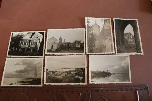 sieben alte Fotos-  Gebäude der Bildstelle,  Schloss, Haapsalu Estland 
