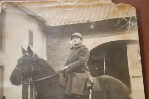 tolles altes Foto - Portrait eines französischen Soldaten mit Pferd 1925