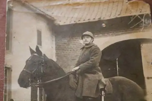 tolles altes Foto - Portrait eines französischen Soldaten mit Pferd 1925