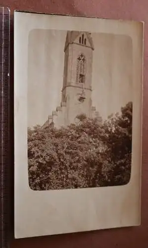 tolles altes Foto  Kirchturmglocke wird in den Kirchturm gezogen - Ort ???