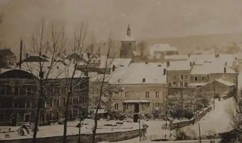 tolles altes Foto - Mir unbekannte Stadt im Winter - Kirchturm - 20-30er Jahre